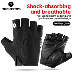 ROCKBROS Fahrradhandschuhe Halbfinger Sommer Atmungsaktiv Anti-Rutsch SBR Pad Stoßfest MTB Rennrad Handschuhe Radfahren Shorts Handschuhe