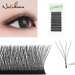 NATUHANA W-förmige 4D 5D 6D Kleeblatt-Wimpernverlängerungen, individuelle vorgefertigte russische Volumenfächer, weiches natürliches Nerz-Make-up für falsche Wimpern