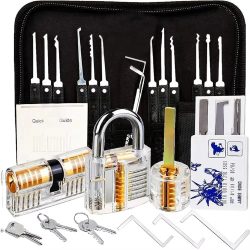 1 Set Lockpicking-Set Transparente Schlosserwerkzeuge Multifunktionales Übungsschloss-Set aus Stahl für Vorhängeschlösser und Handwerkzeuge