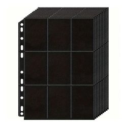 10er-Pack schwarze Aufbewahrungsbrieftasche mit 9 Fächern für A4-Sammelkartenbinderseiten ? doppelseitige Seitentaschen für 180 Spielkarten.
