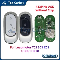 TopCarkey Original Fernbedienungsschlüssel 433MHz ASK für Leapmotor T03 S01 C01 C10 C11 B10 mit Schlüsselblatt