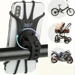 360° drehbarer Handy-Fahrrad- und Motorradhalter, Fahrrad-sichere Halterung, Silikon-Unterstützung, Silikon-Zugtyp für alle Telefonständer