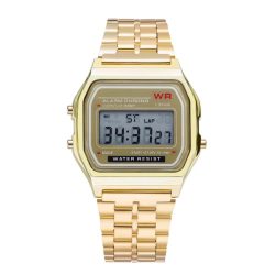 F91W Nicht wasserdichte Stahlbanduhr für Damen, Herren, Businessuhr, multifunktionale LED-Digital-Sportuhr, elektronische Uhr