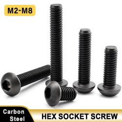 10-200 Stück Sechskant-Innensechskantschrauben ISO7380 M2 M2.5 M3 M4 M5 M6 M8 Schwarz Güteklasse 10.9 Stahl Flachkopf-Inbusschrauben