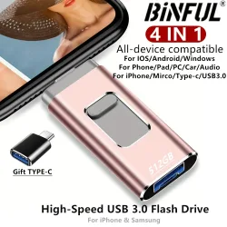 Für iPhone 512GB USB-Stick 256G 128GB USB 3.0 Speichersticks Externer Speicher Pen Drive für Handy Android PC Kopieren von Fotos Videos Dateien