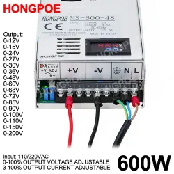 Digitalanzeige 600 W einstellbares Netzteil 0-12 V 15 V 24 V 27 V 30 V 36 V 48 V 60 V 68 V 72 V 85 V 90 V 100 V 110 V 150 V 200 V AC zu DC