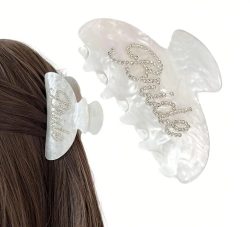 1 Stück, Braut-Haarspange, weiße Acryl-Haarspange, Strass-Braut-Logo |   Dekorationen für Brautparty oder Hochzeitsfeier, Bräute