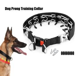 Hundetrainingshalsband mit Schnellverschluss, Verstellbares Edelstahl-Prickelhalsband für Hunde, Nylon-Schutzhülle