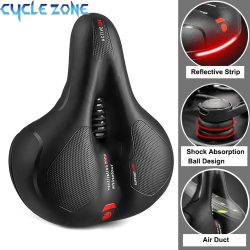 Hohl Atmungsaktive Fahrrad Sattel Männer Frauen MTB Rennrad Sattel Schock Absorbieren Komfortable Big Butt Fahrrad Sitz Sicherheit Warnung