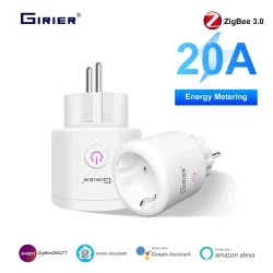 GIRIER Smart Plug ZigBee 20A Smart Home Steckdose EU 4200W mit Power Monitor Funktion Unterstützt Alexa Google Home Assistant