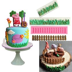 Grünes Gras Garten Picket Zaun Silikon Fondant Form Kuchen Spitze Dekorieren Werkzeuge Zucker Handwerk Schokolade Cupcake Grenze Seite Form