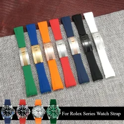 Luxus für Rolex Yacht-Master Explorer II, schweißfestes Silikonarmband, Schwarz, Blau, Grün, Unisex, gebogenes Schnittstellendesign, 20 21 mm
