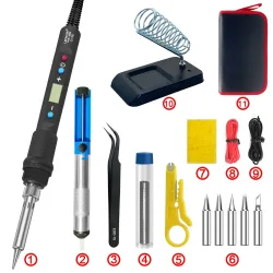 LEFAVOR 80W Digitalanzeige Lötkolben Schweißset C/F Schaltkalibrierung Temperatur 100-500C Heimreparatur DIY