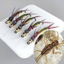 5 Stück/Box Stonefly Larven Fliegenköder ? realistisches Design, langsam sinkend, Fliegenfischen für Forellen und andere Süßwasser-Salzwasser