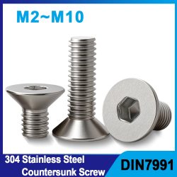 M2 M2,5 M3 M4 M5 M6 M8 M10 304 Edelstahl Innensechskantschraube Senkkopf Flache Schrauben DIN7991 Motorrad Metall Fasterner Schrauben