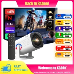 XGODY Gimbal 3 Projektor 4K Wifi6 Android Mini Beamer 300 ANSI Dual WIFI BT5.4 1280*720P Heimkino Outdoor Tragbare