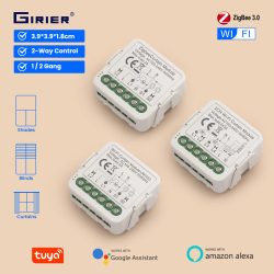 GIRIER Tuya Smart ZigBee/Wi-Fi RF433 Vorhangschaltermodul für elektrischen Rollladen-Jalousiemotor 1/2CH Funktioniert mit Alexa Hey Google