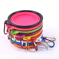 Hunde-Klappschüssel, tragbarer Hunde-Reiseschüssel, Hundefutter-Wassernapf für Spaziergänge im Freien, Silikon-Hundefutter-Wassernapf mit Schüssel, Lippe
