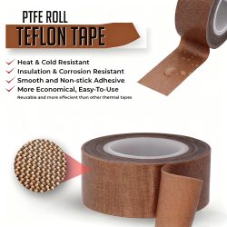 Hochtemperaturbeständiges Klebeband, 300 Grad, PTFE-Tuch, Wärmeisolierung, selbstklebendes Dichtungsband, 10 m Länge