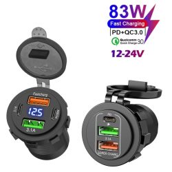 NEUE 3/4 Ports Dual PD Dual QC 3,0 USB Auto Ladegerät mit Voltmeter Buchse Steckdose Adapter Wasserdicht für 12V/24V Auto Boot