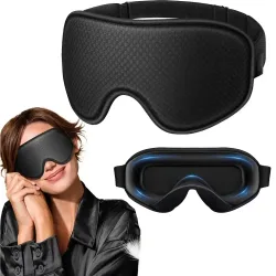 Schlafmaske Blackout Augenmaske zum Schlafen - 3D Atmungsaktive Weiche Komfortable Augenmaske zum Schlafen - Verstellbares Band Unisex