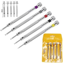 0,8?1,6 mm Stahl-Schraubendreher für die Uhrenreparatur, tragbare Uhrenwerkzeuge, Bandentfernung mit Mini-Link-Stiften, Uhrmacherwerkzeuge, 5 Stück/Set