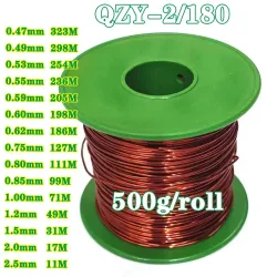 500g/Rolle Emaillierter Draht QZY-2/180 Hochtemperaturbeständiger Emaillierter Kupferdraht 0,47 0,51 0,6 0,7 0,8 1,0 2,5mm QZY180