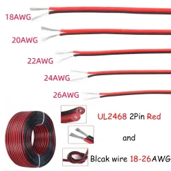 5?20 m DC12V 2-poliges Verlängerungskabel, elektrisches Stromkabel, rot, schwarz, Verbindungskabel, 18?26 AWG, PVC-Kupferkabel für LED-Streifen