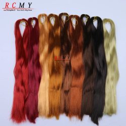 RCMY Rote Milchseide Puppenperücke BJD/SD Puppenhaarwurzelpuppenperücken Transplantation Handgehäkeltes Rosa Gold Schwarze Puppenhaar-Accessoires
