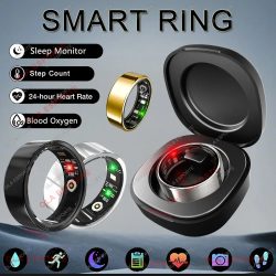 Neuer R09 Smart Ring für Männer und Frauen mit Ladeetui, Herzfrequenz-Blutsauerstoff, Hauttemperaturmonitor, 5ATM wasserdicht für Android IOS
