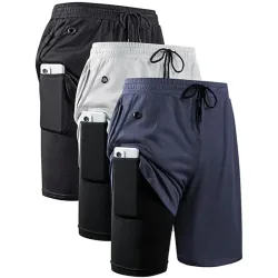 Herren-Sportshorts, Sportbekleidung, doppellagige Laufshorts, 2-in-1-Strandshorts, Sommer-Fitness-Training, Jogging-Kurzhosen für Männer