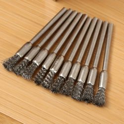 10 Stück Edelstahl-Drahtbürsten mit 3,17 mm Stiel ? ideal für rotierende Werkzeuge, ideal für Reinigung, Rostentfernung und Schleifen