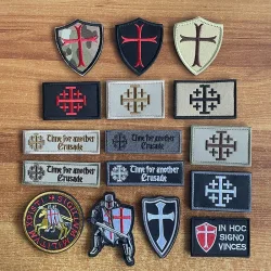 Die Tempelritter von Jerusalem, Moral-Emblem der Kreuzzüge, bestickte Stoffapplikationen, militärische Aufkleber, taktisches Abzeichen