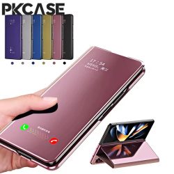 PKCASE Smart Mirror Flip Handyhülle für Samsung Galaxy Z Fold 8 Z Fold 7 Z Fold 6 Z Fold 5 Z Fold 4 Z Fold 3 5G Lederhülle