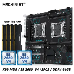 MACHINIST X99 MD8 Dual-CPU-Motherboard Optionales Kit-Set Intel Xeon E5 2680 V4 LGA2011-3 DDR4 32GB RAM C612-Chip Server-Computer