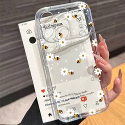 Für iPhone 17 16 Pro Max 11 15 12 14 Plus 13 Mini 17 Air 16E Hülle Sommer Blumen Honigbienen-Druck Transparente Handyhülle