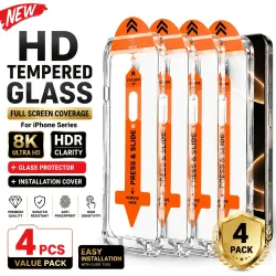 NNBILI 4 Stück Displayschutzfolien für iPhone 18 17 16 15 14 13 12 11 Pro Max, automatische Staubentfernung, 9D Vollabdeckung, blasenfrei ?