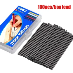 MROOFUL, Neue Holzbearbeitungs-Druckbleistiftminen, 100 Stück/Box, 2,8 mm austauschbare schwarze Minen ? Markierungs- und Anreißwerkzeug für Architekten