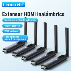 Lemorele 200m Kabelloser HDMI-Sender und -Empfänger APP-Monitor Video-Transceiver Geringe Latenz Plug-and-Play für PC TV Projektor