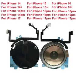 NONE, OEM Kabellose Ladespule NFC-Antenne Ersatzteil mit LED-Blitzlicht Flexkabel für iPhone 14 15 16 Plus Pro 17 Pro Max Ersatzteile