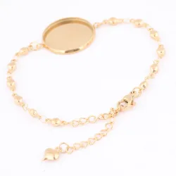 3 Stück Edelstahl vergoldet 20 mm Cabochon-Armband-Basisrohlinge Diy Kugelkette Armbänder Lünettenfassung für die Schmuckherstellung
