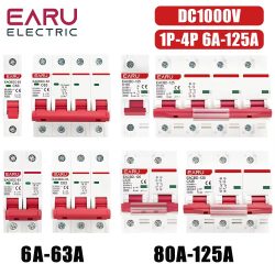 DC 1000V 1P 2P 3P 4P Solar-Miniatur-Leistungsschalter Überlastschutzschalter 6A~63A/80A 100A 125A MCB für Photovoltaik-PV-Systeme