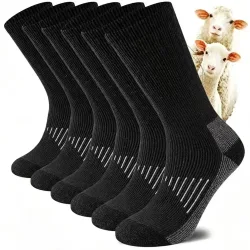 Superdickere Warme Merinowolle-Socken für Männer und Frauen, Wollgefütterte Winter-Wander- und Arbeitssocken, 3 Paar in einer Packung