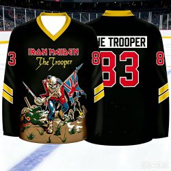 Herren-Sportshirt im Heavy-Metal-Stil mit Aufdruck von Eddie Beast Eddie Trooper Retro-Rockband-T-Shirt, V-Ausschnitt, langärmlig, Streetwear