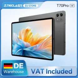 Teclast T70Pro Android 16 Tablet mit Gemini AI, 14 Zoll IPS-Display, Dual-SIM 4G LTE, 2,4 GHz/5 GHz WLAN, Bluetooth 5.2, GPS-Navigation, G100 Octa-Core, 8 GB RAM, 128 GB Speicher, 13 MP Rück- und 8 MP