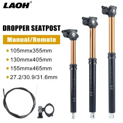 LAOH RemoteControlMTB-Sattelstütze, 105/130 mm Verstellweg, 355/405 mm Länge, 27,2/30,9/31,6 mm Durchmesser, mit Kabel und Lenkerhalterung