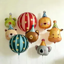Zirkus-Cartoon-Tier-Folienballons Niedlicher Bär Koala Löwe Affe Katze für Kindergeburtstagsfeier Dekoration Szene-Layout Foto-Requisiten
