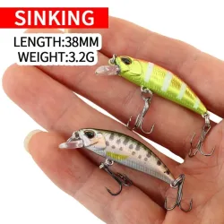 2024 Hot 38 mm 3,2 g Mini Sinking Minnow Angelköder Jerkbaits Peche Kunstköder Wobbler Köder für Forellenbarsch Karpfenangeln