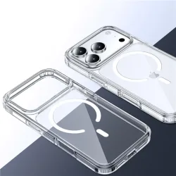 BYGJMY, Luxuriöse, klare, stoßfeste Magsafe-Magnethülle für iPhone 17 Air 17Pro 17 Pro Max, kabelloses Laden, stoßfeste harte PC-Abdeckung