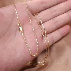 16-30 Zoll Elegante 2MM Vergoldete Ketten Halskette Unisex Schmuck für Männer und Frauen